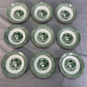Royal China‎ The Old Curiosity Shop Green 5.5" Dessert Fruit Bowls Set of 9 USA